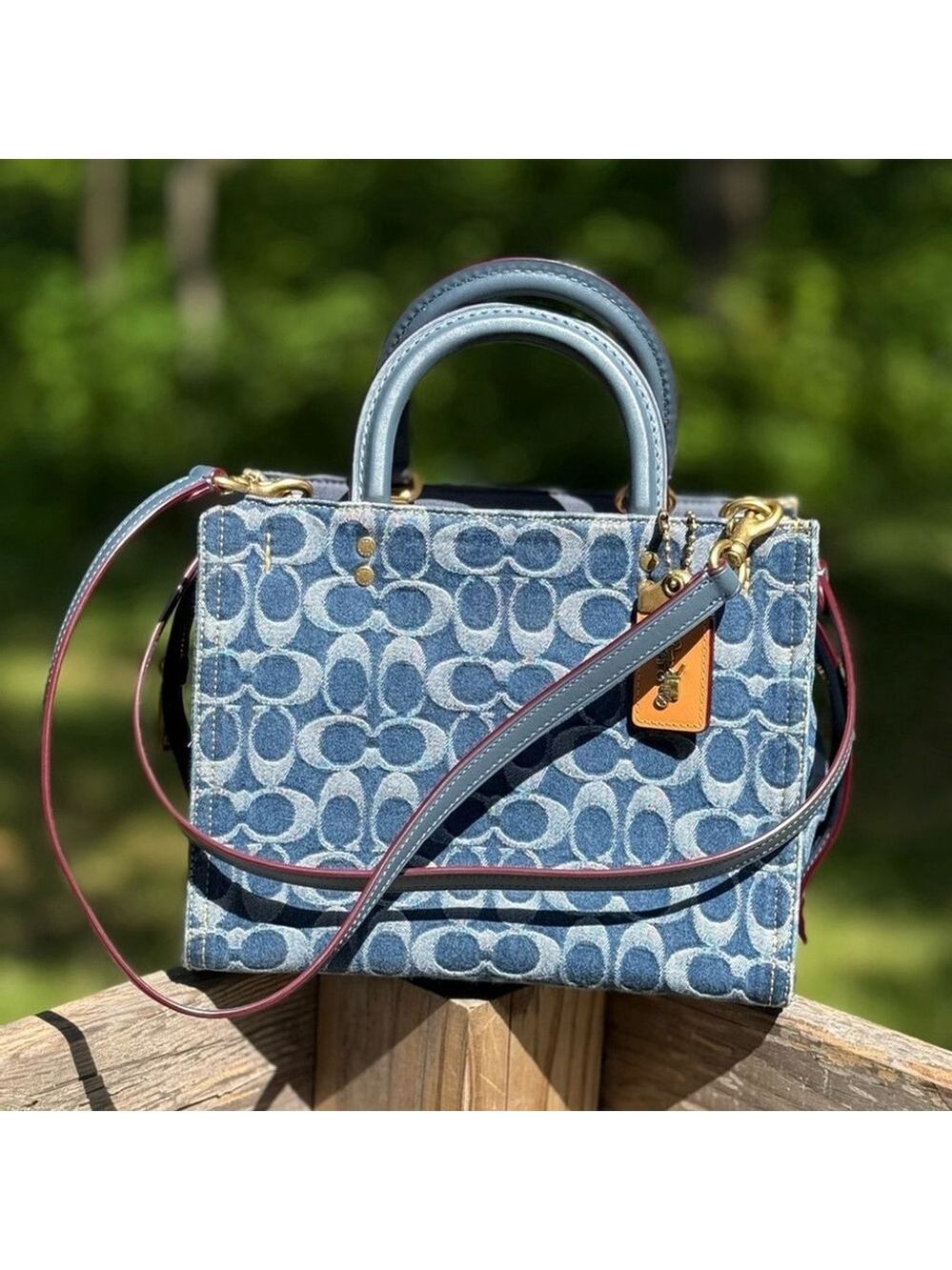 NEW Coach Rogue 25 Signature Denim Satchel Crossbody Bag CR691 NWOT - Picture 3 of 16